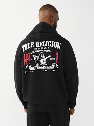 True Religion Hoodie No1 Big T Zip Up Jet Black