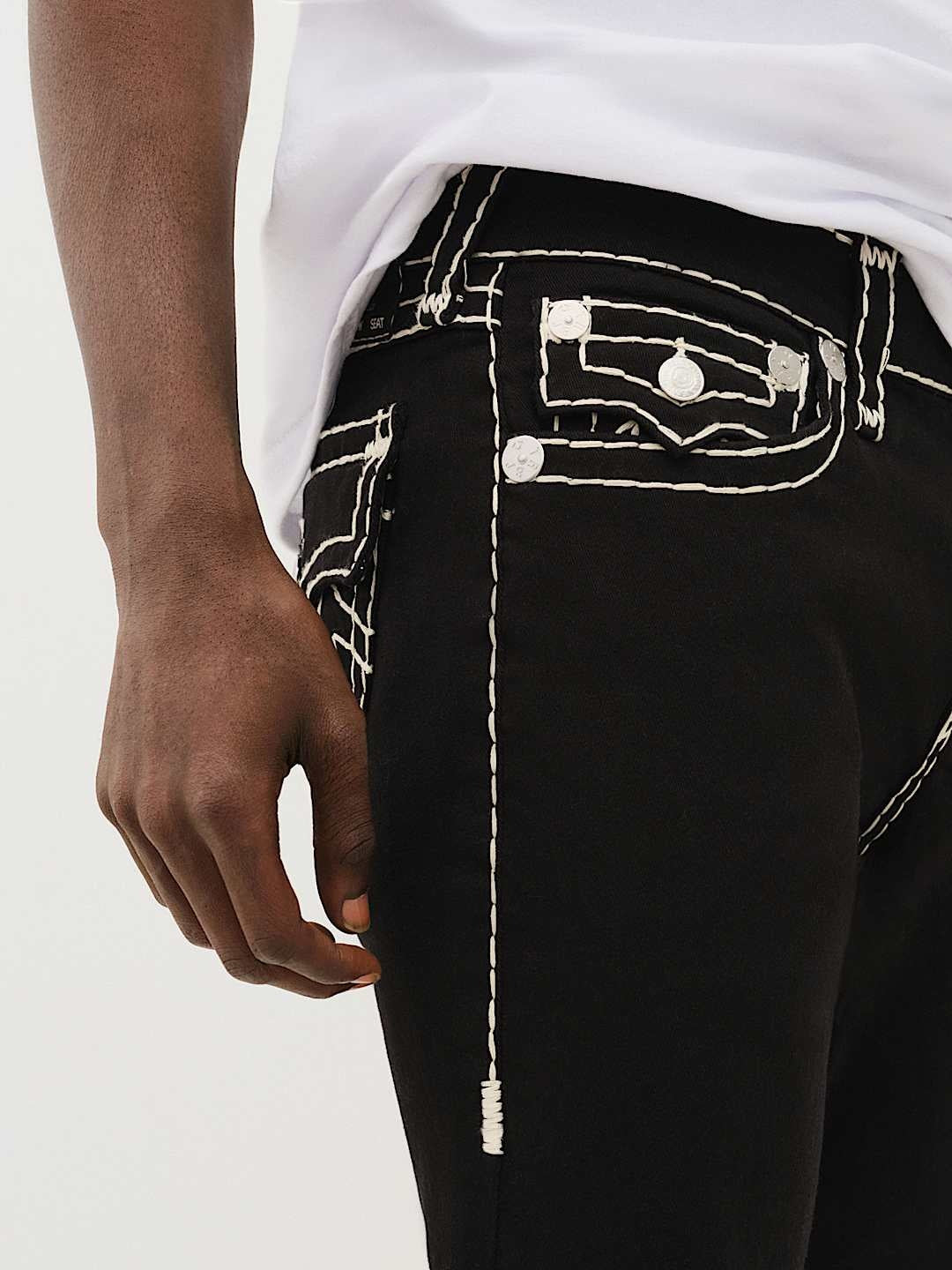 True Religion Jeans Ricky Super T Flap 34in 2sb Body Rinse Black