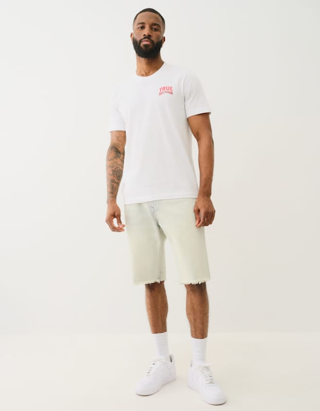 True Religion Ricky Sn Flap Short Fray Blue Mariner Light Wash