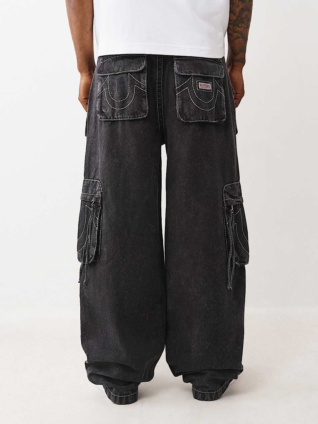 True Religion Cargo Pants Big T Fashion Black