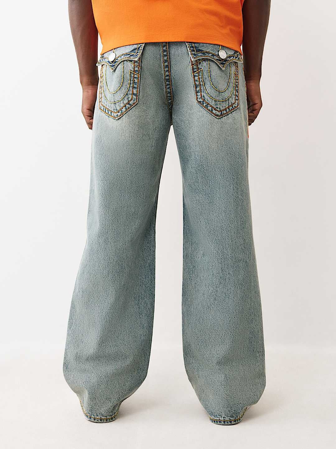 True Religion Jeans Vinny Super T Flap 34in Kelp Medium Wash