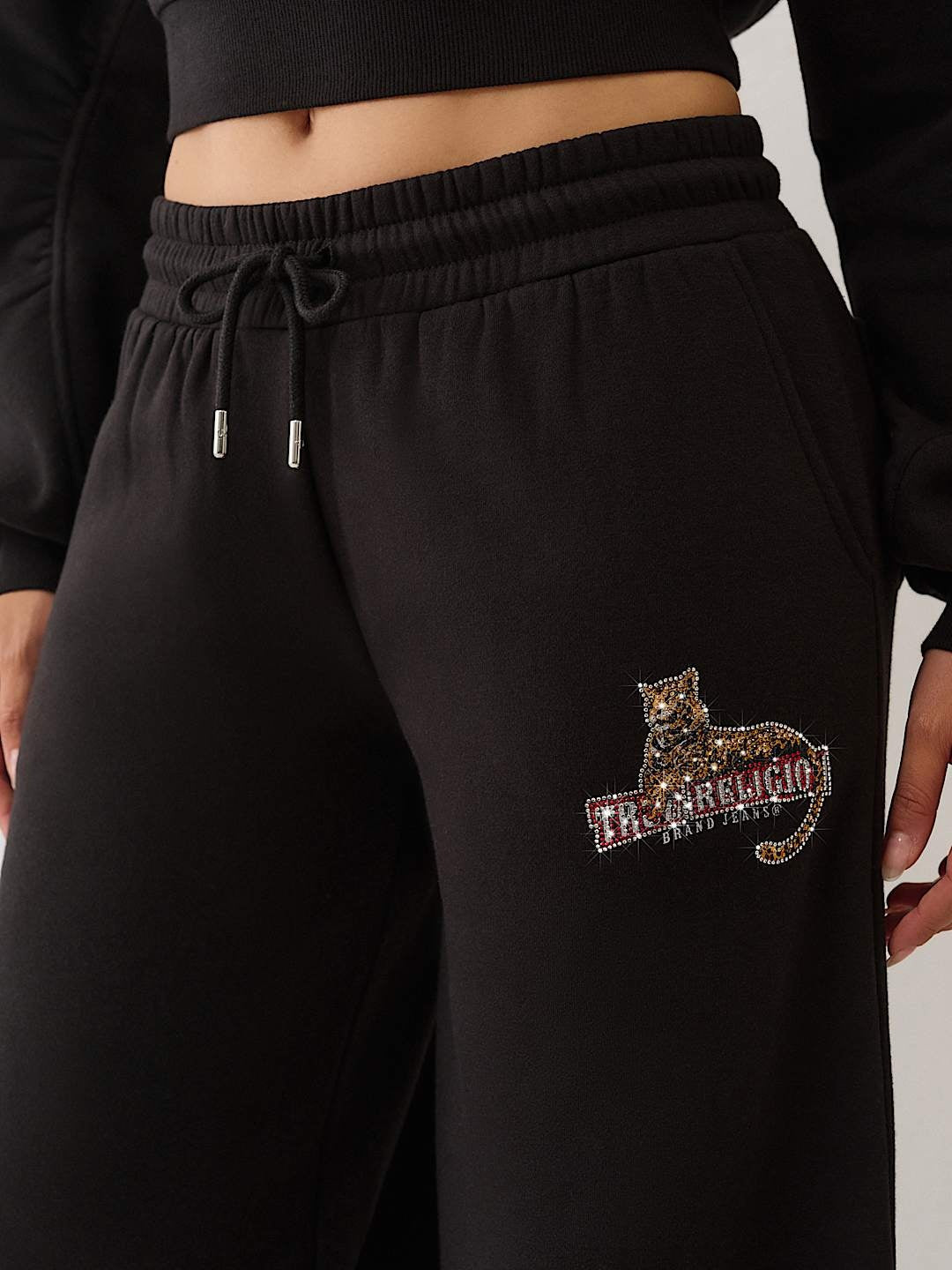 True Religion Jogger Crystals Leopard Jet Black