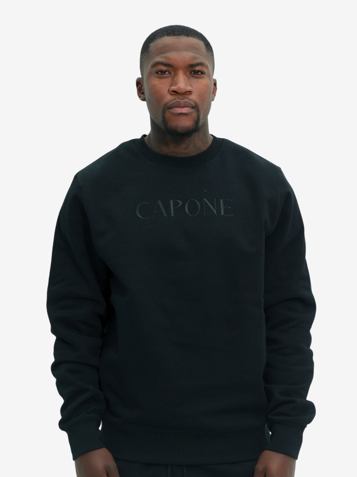 Capone Sweater Back Embroidered Print Black