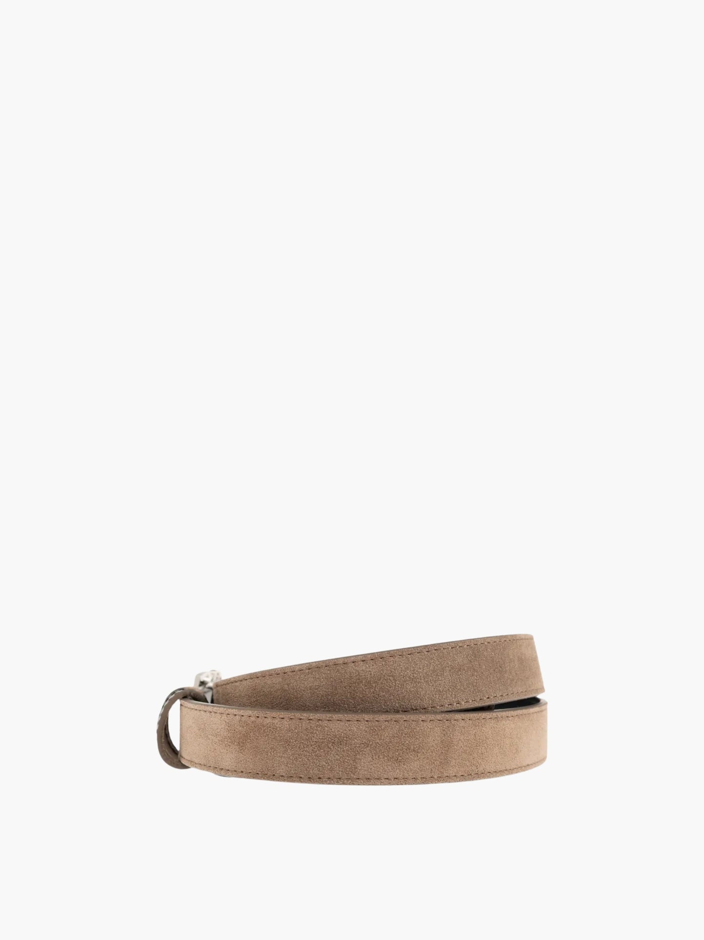 Off-White Belt Suede Silver Buckle Logo Brown
