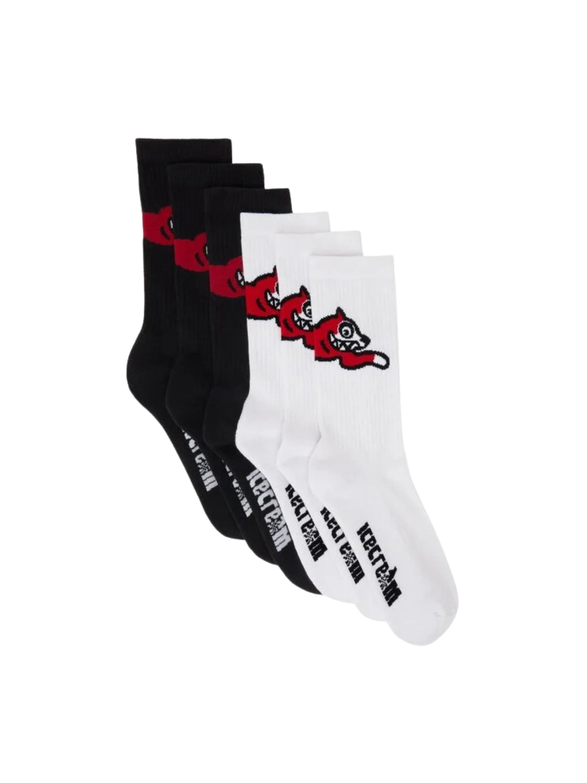 Icecream Socks 6pack Running Dog White-Black