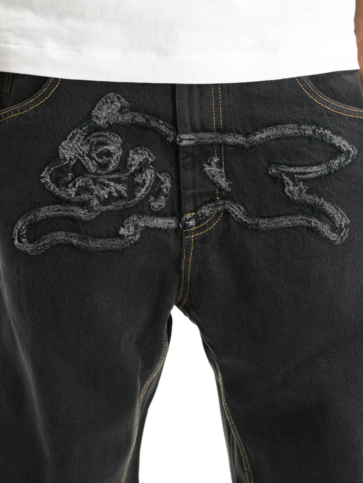 Ice-cream Jeans Dog Embroided Logo Black
