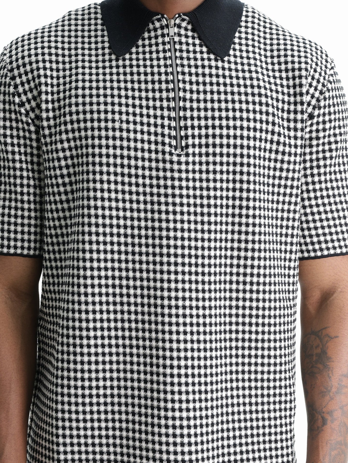 Jil Sander Golfer Zip Ss Checkered Black/white