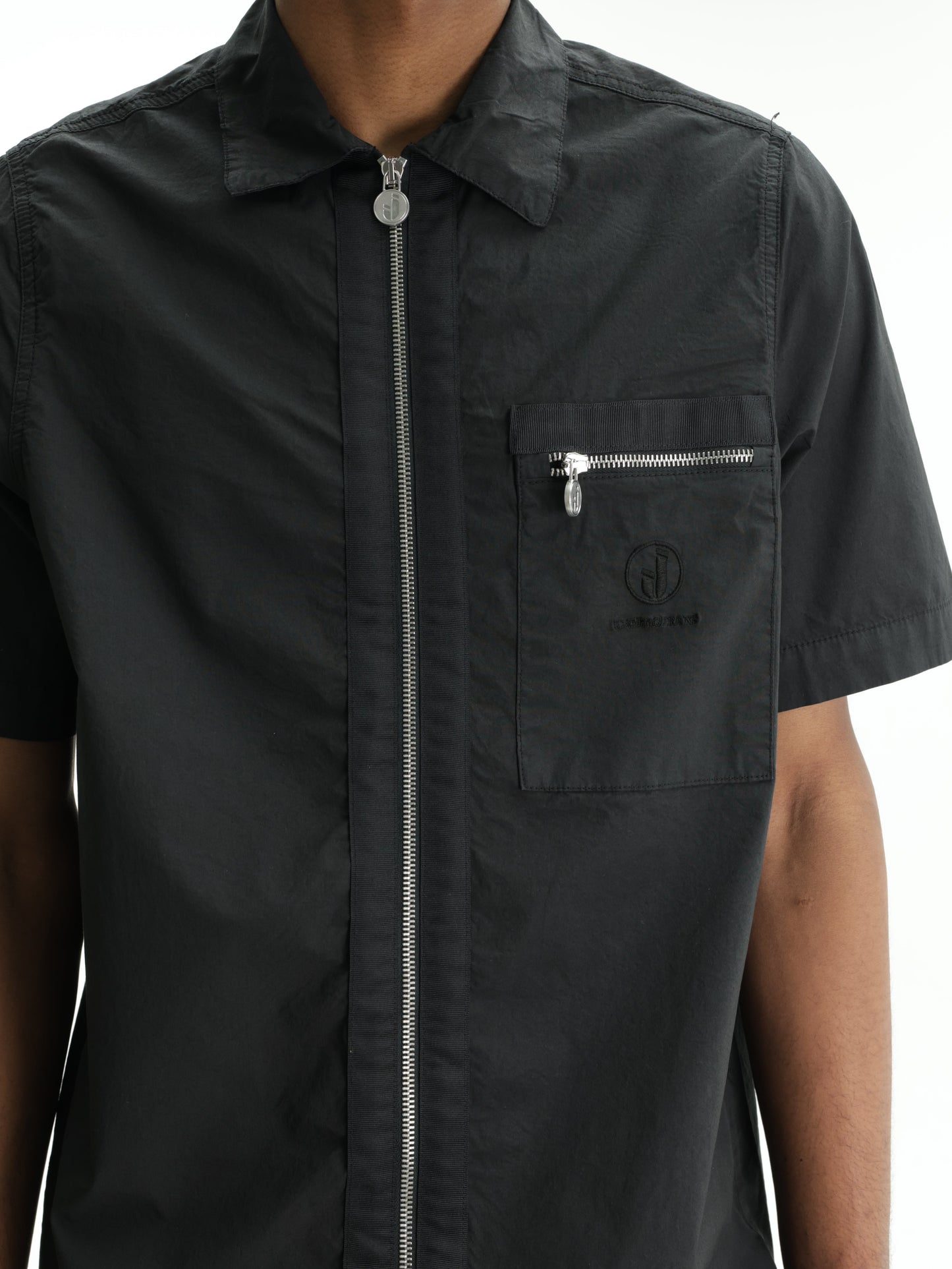 Iceberg Jeans Shirt Zip Collar Black