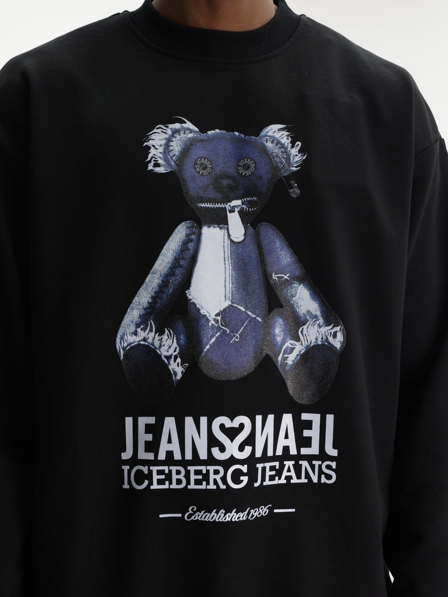 Iceberg Jeans Sweater Teddy Print Black