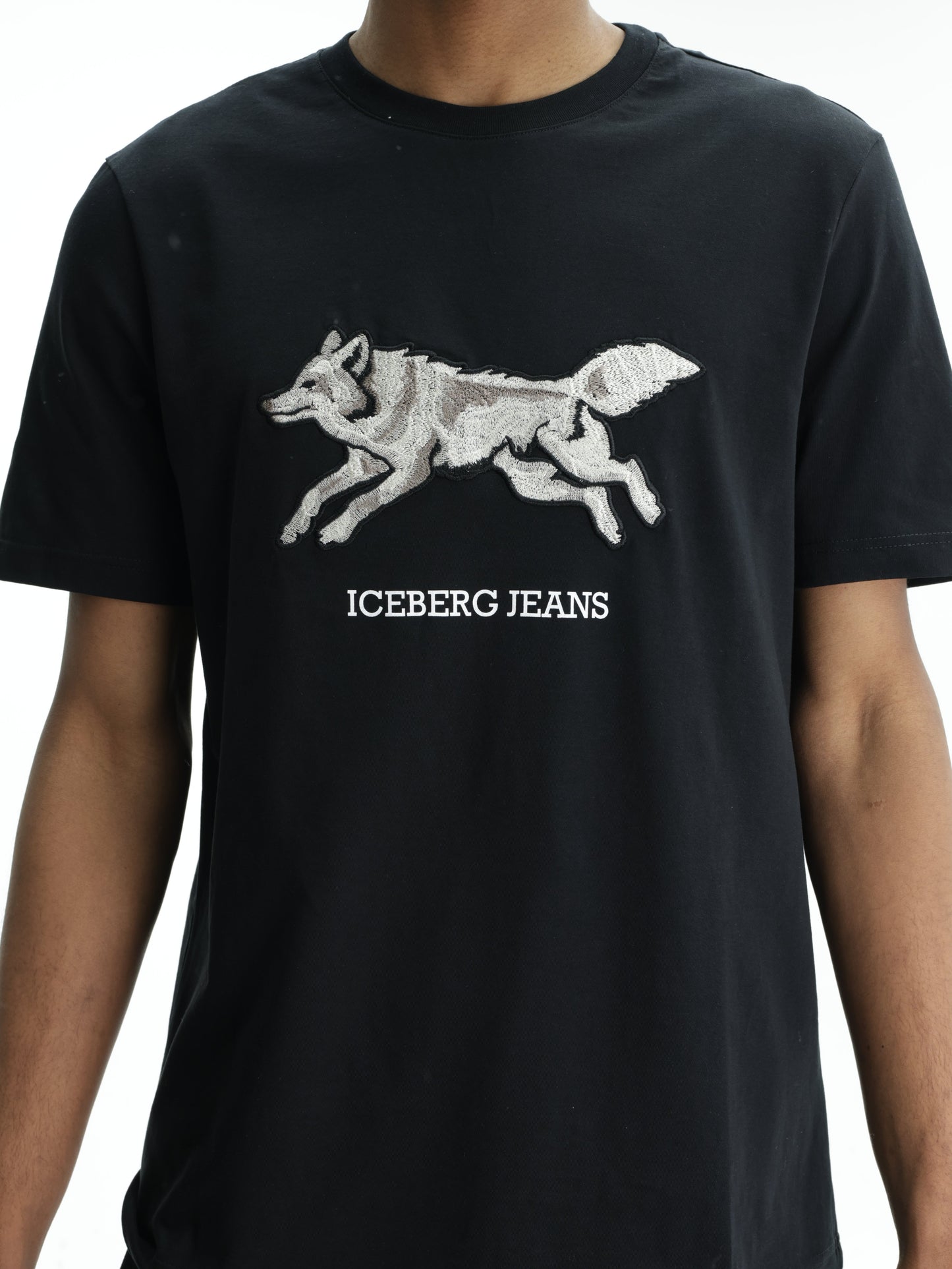 Iceberg Jeans T-Shirt Wolf Print Ibj Black