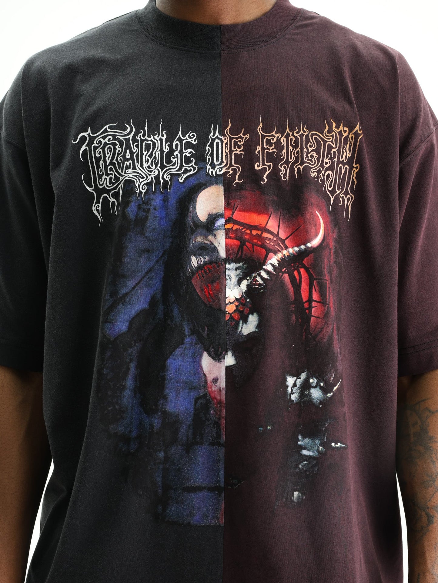 Vetements T-Shirt Cof Cut-Up Oversized Black-Red