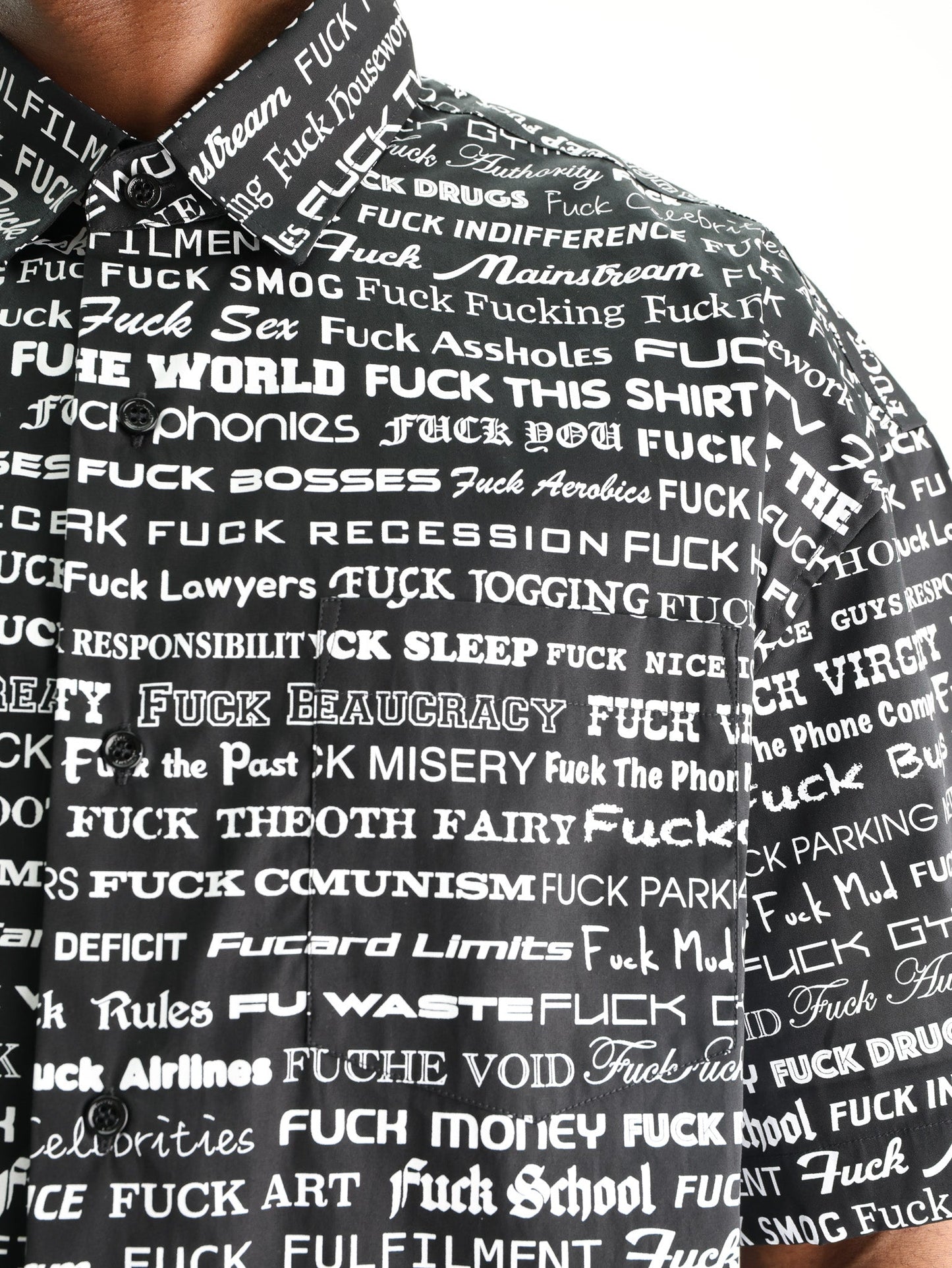 Vetements Shirt Fuck Short Sleeve Black-White