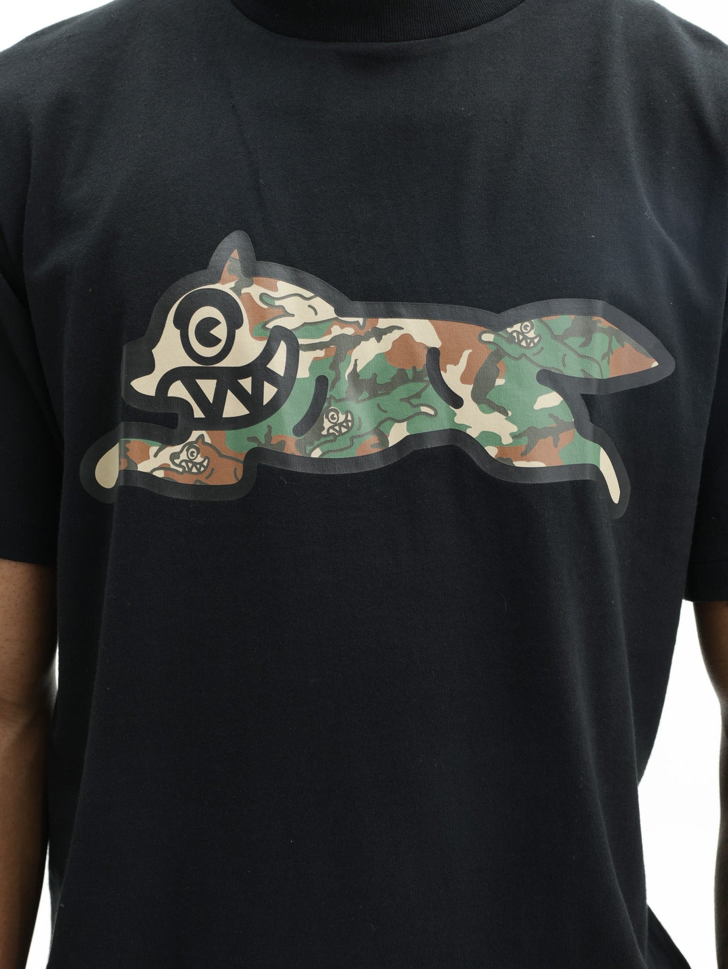 Ice Cream T-Shirts Woodland Camo Running Dog Black