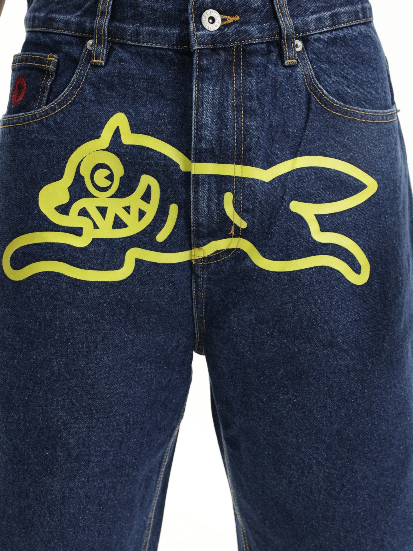 Ice Cream Denim Shorts Running Dog Indigo