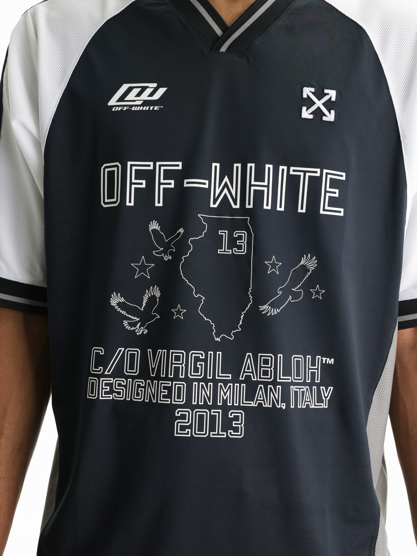 Off - White T-Shirt Soccer V-neck Black