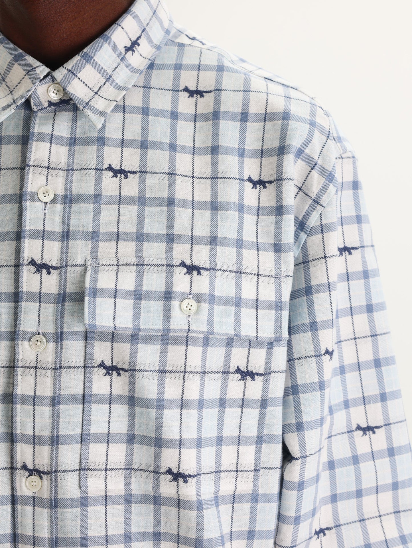 Maison Kitsune Shirt Skate Double Pocket Blue