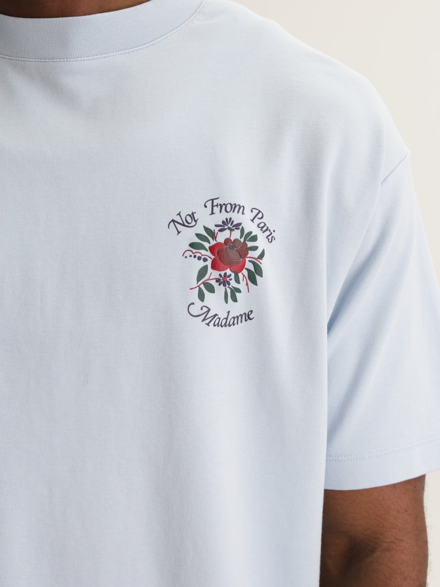 Drole T-Shirt Slogan Rose Light Blue