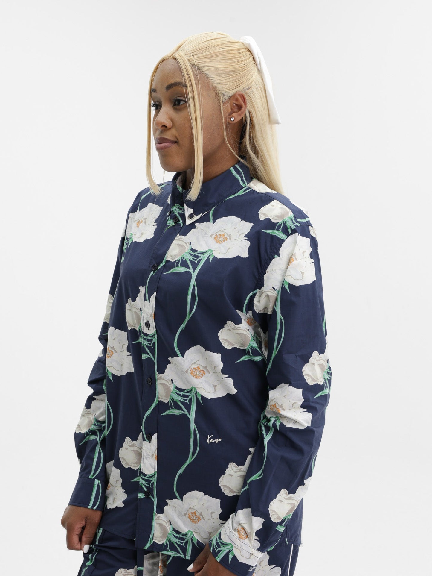 Kenzo Shirt LS Floral Navy Blue