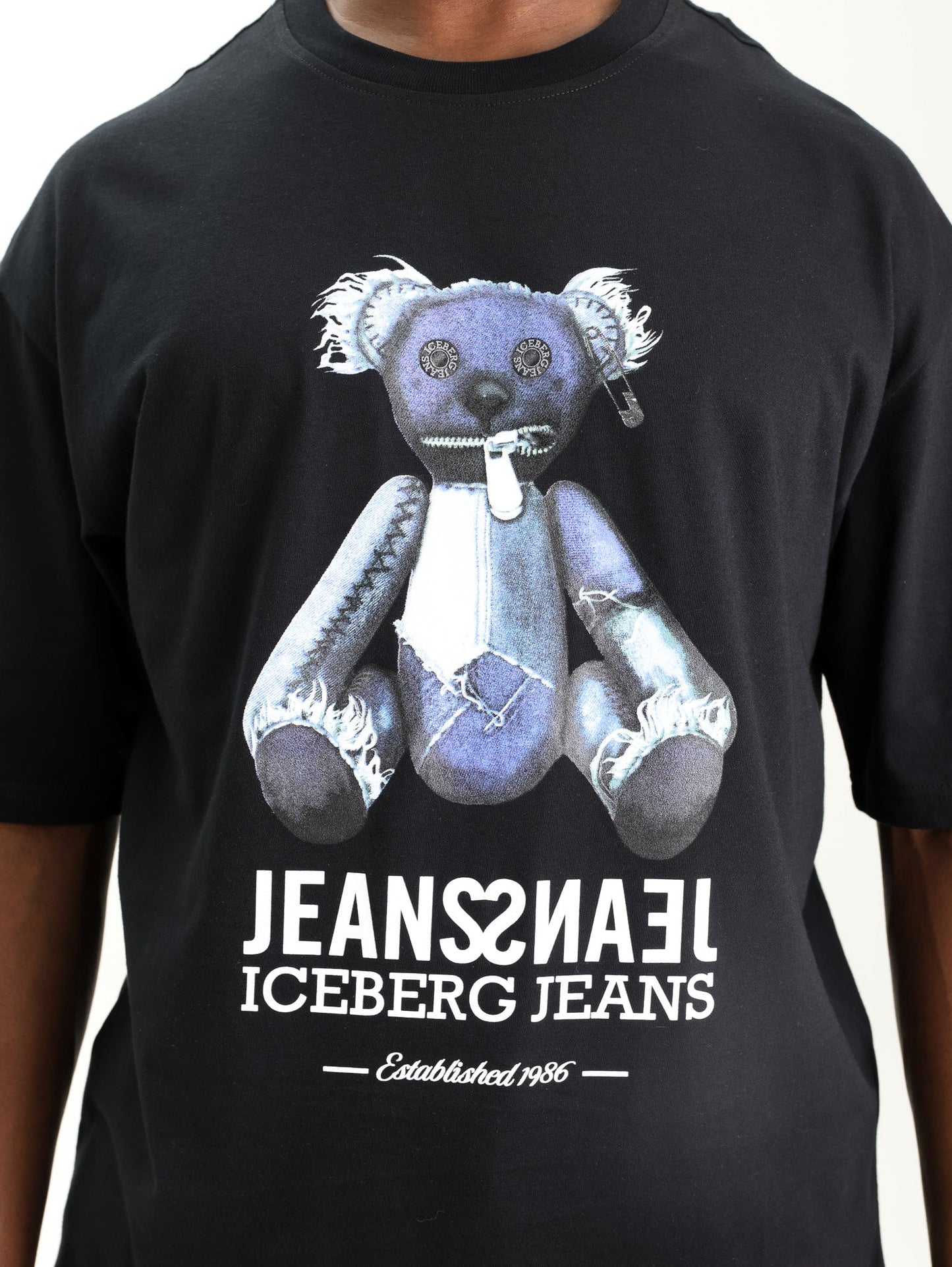 Iceberg T-Shirt Teddy Bear Print Black