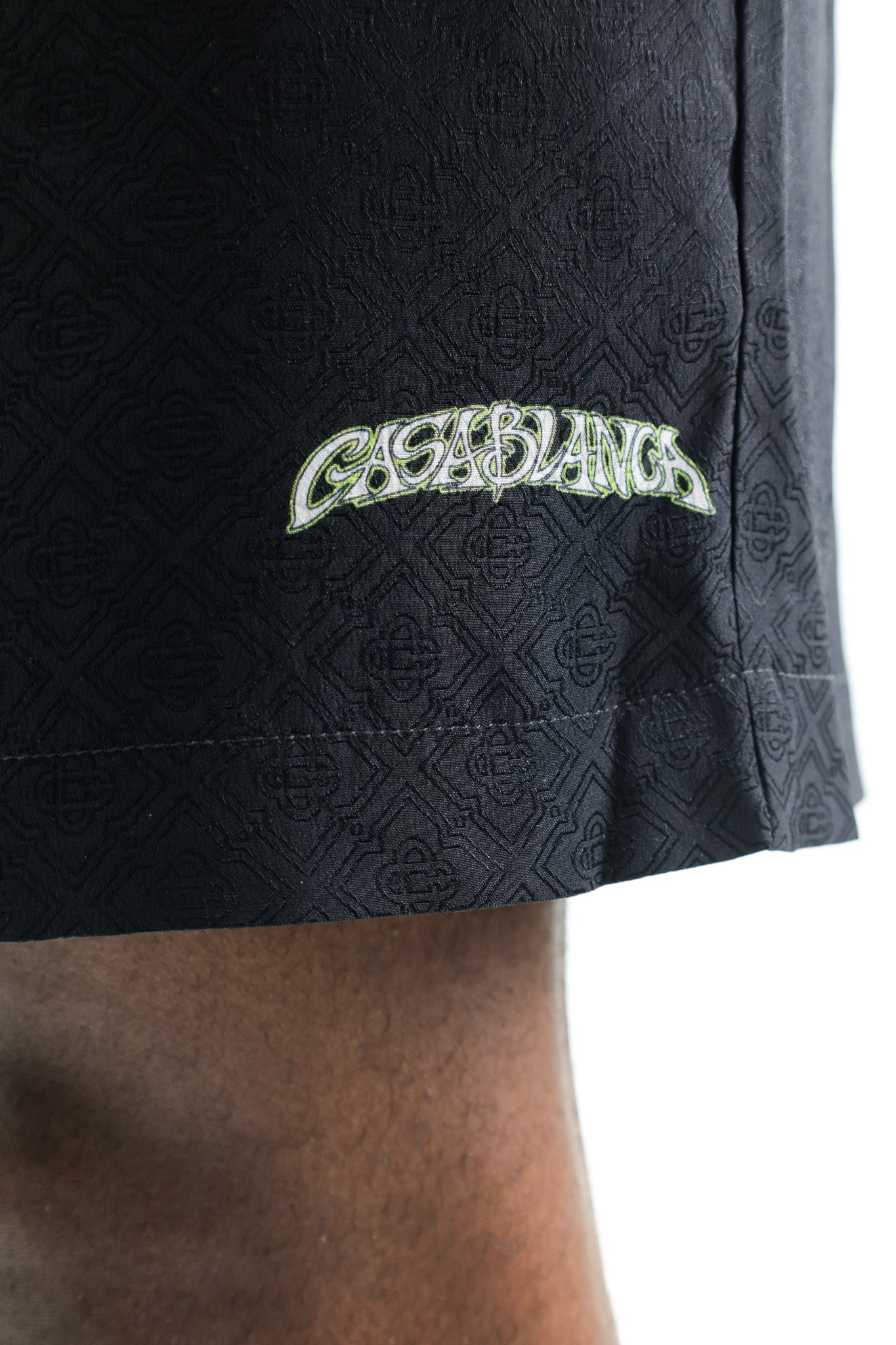 Casablanca Monogram Jacquard Volcano Silk Shorts Black