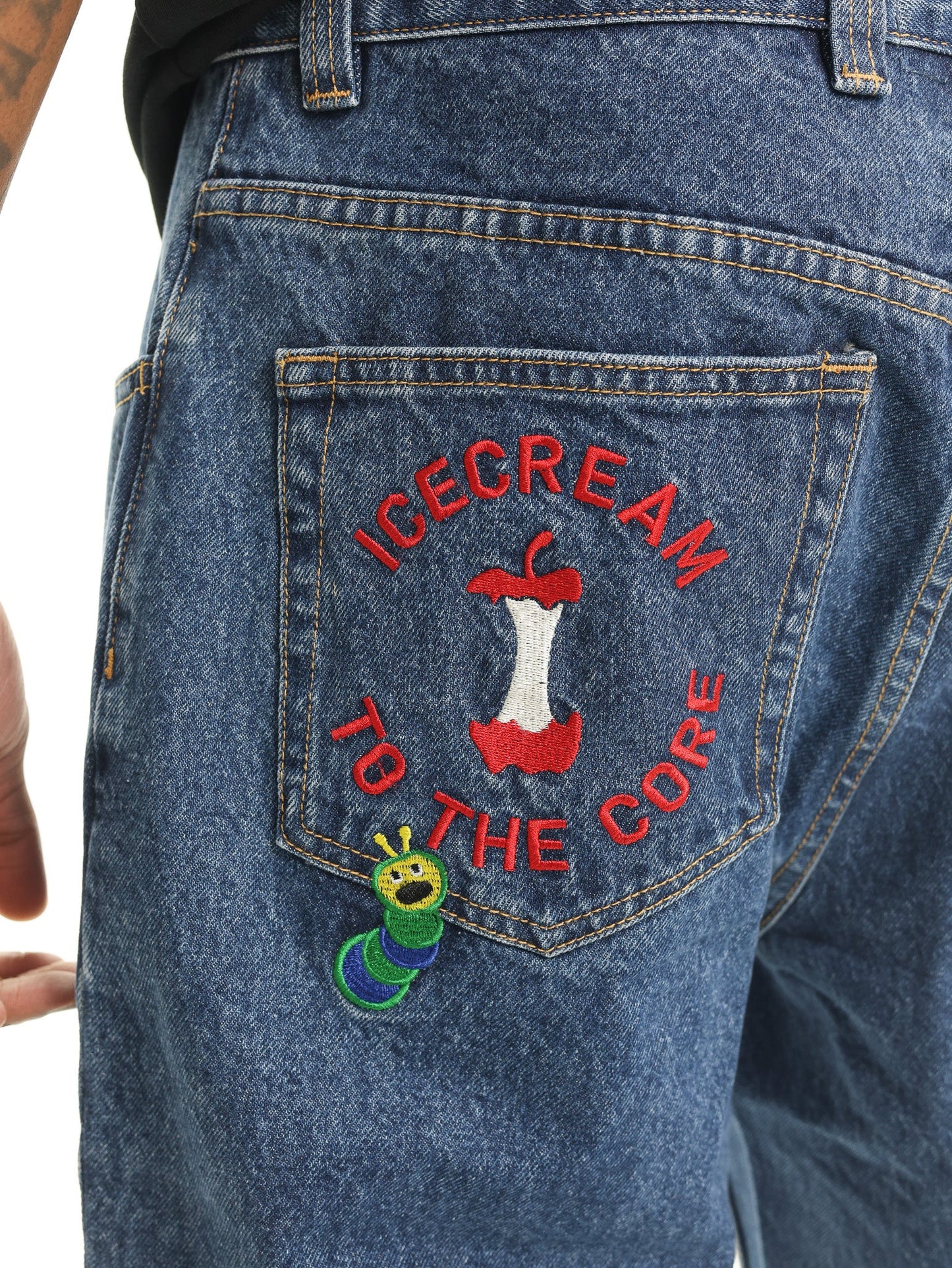 Icecream Double Scoop Apple Denim Pants Mid Wash Blue