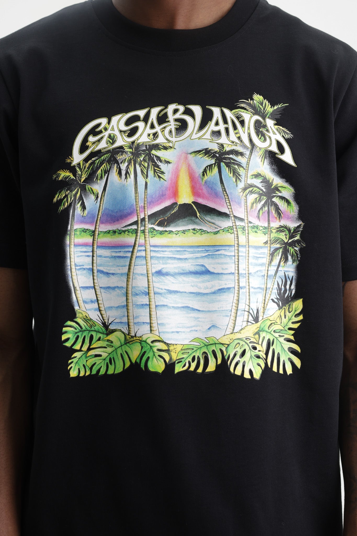 Casablanca Volcano Printed Classic T-Shirt Black