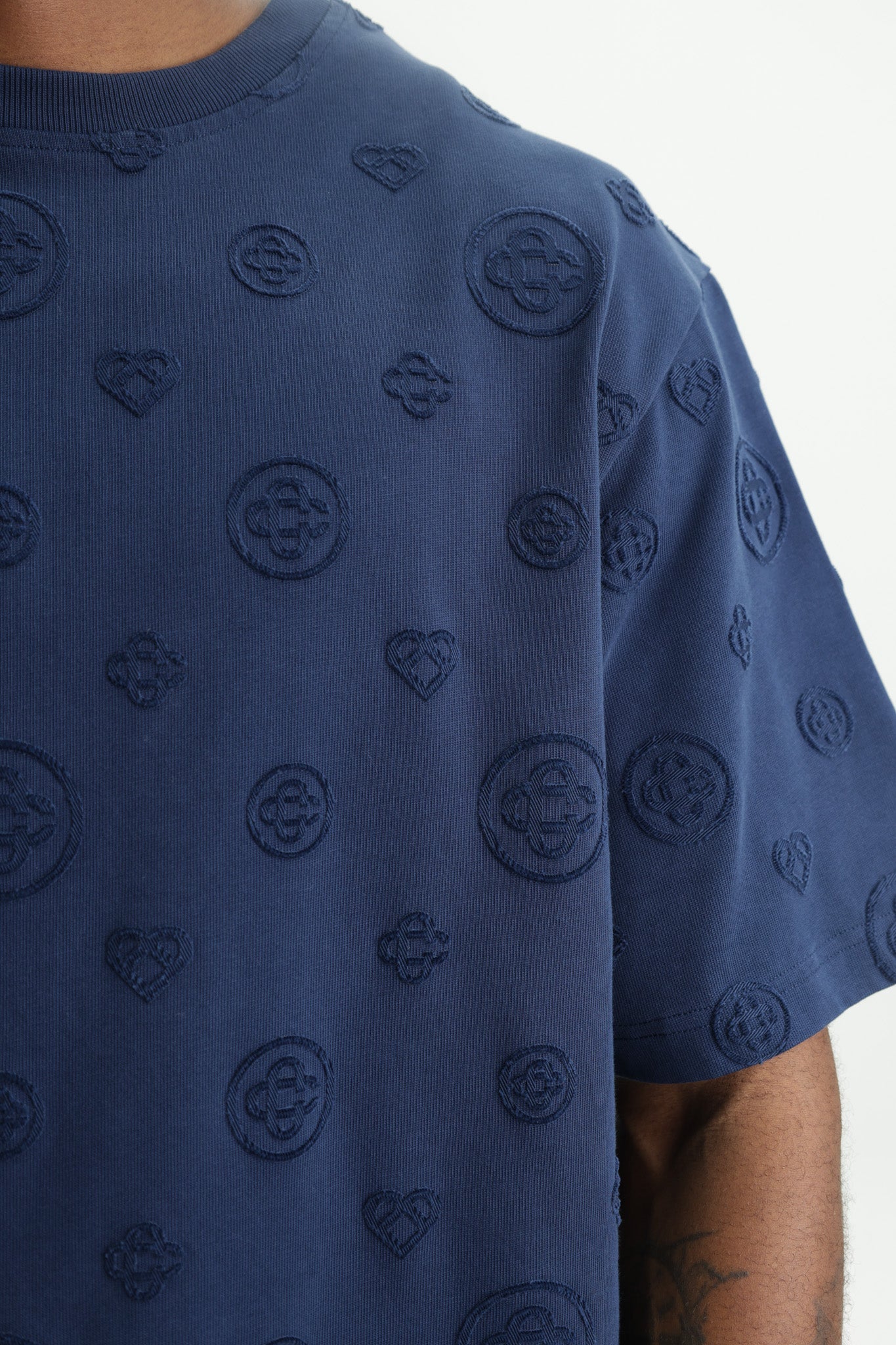 Casablanca Applique Monogram Oversized T-Shirt Navy