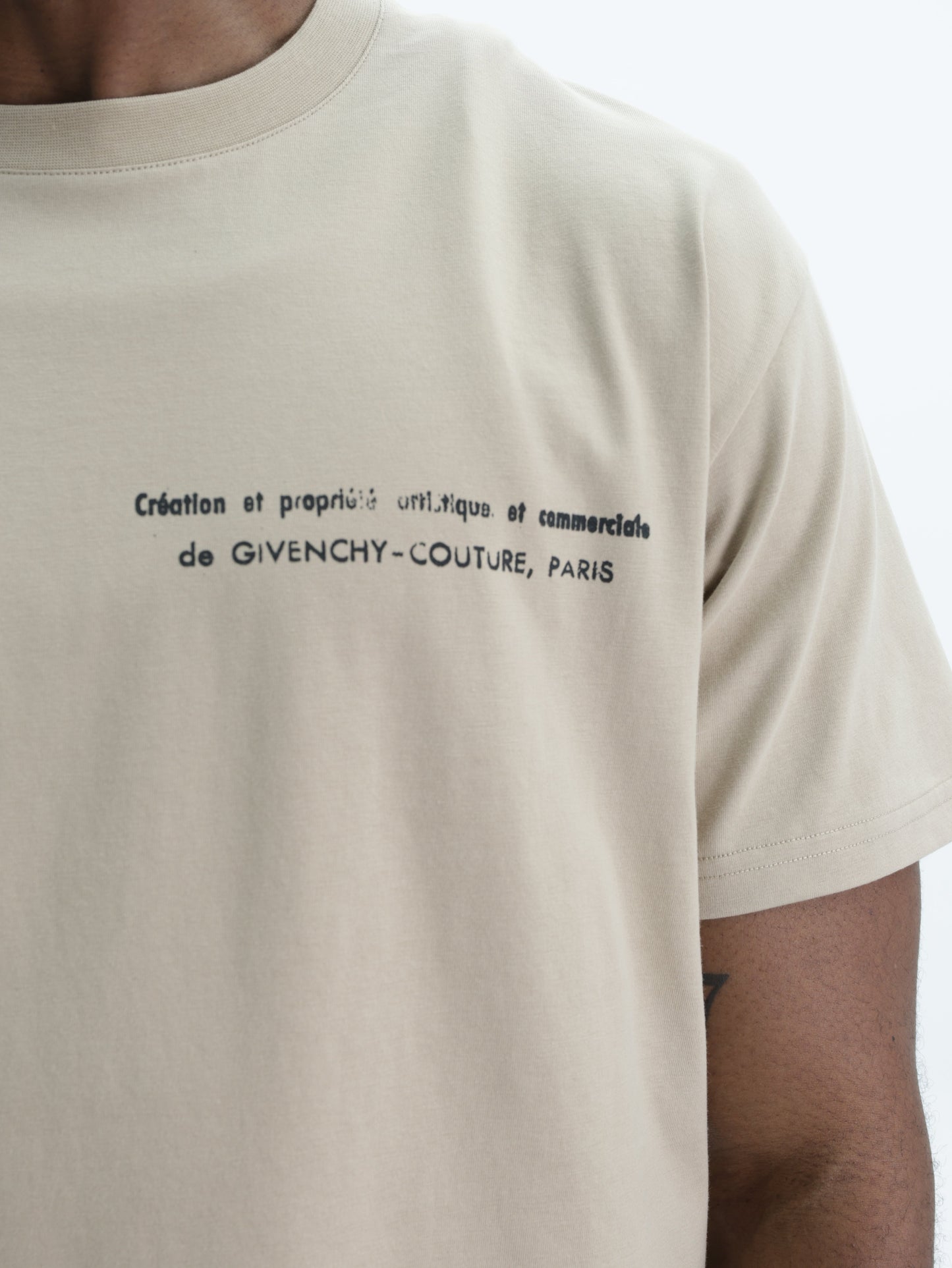 Givenchy T-Shirt Black Print Chest Crew Beige