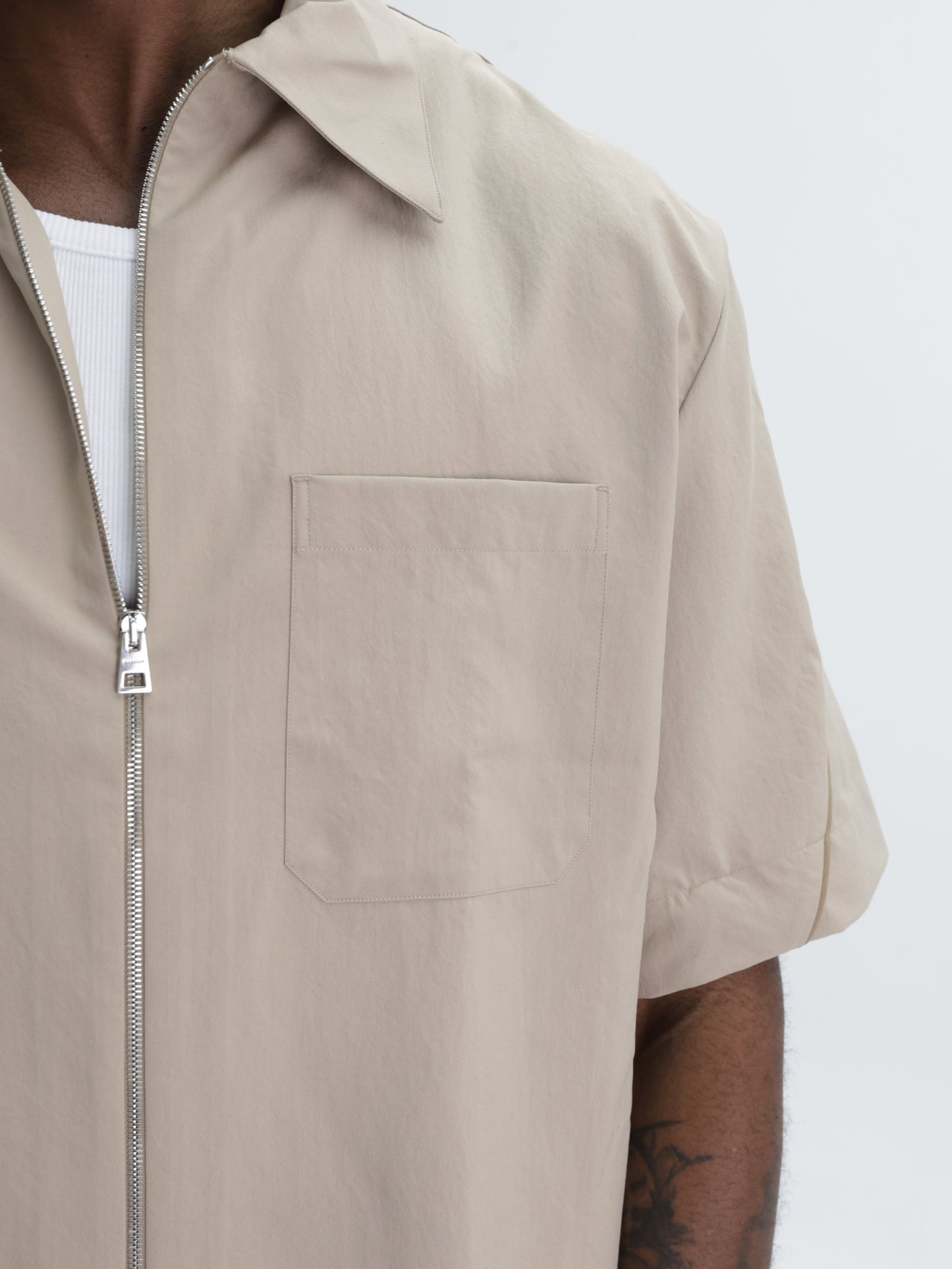 Givenchy Shirt Zip-up Short-Sleeve Beige
