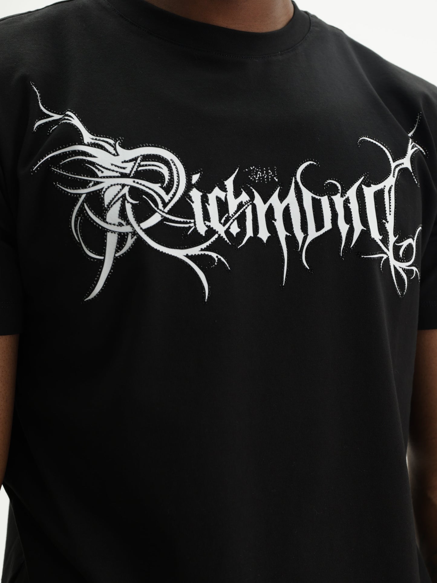 John Richmond T-Shirt White Logo Print Black