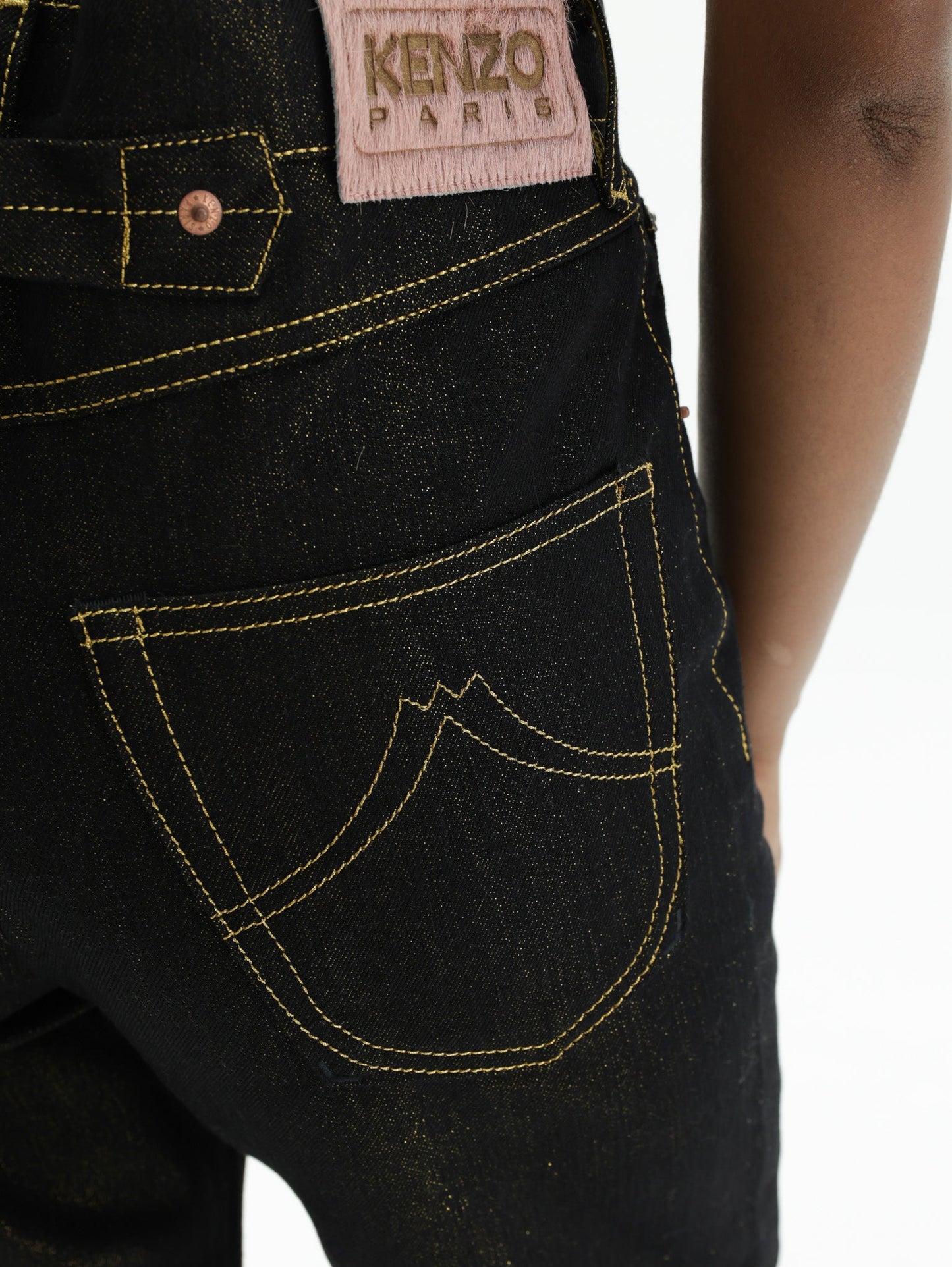 Kenzo Jeans Low Waist Boyfriend Lurex Black