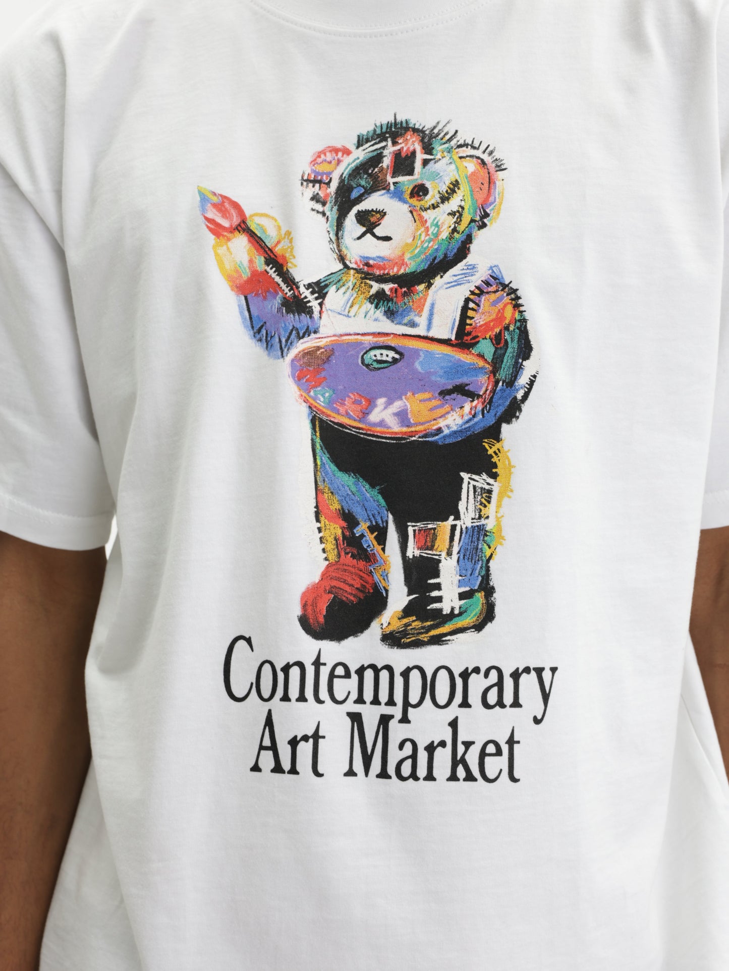 Market T-Shirt Art Market Bear White
