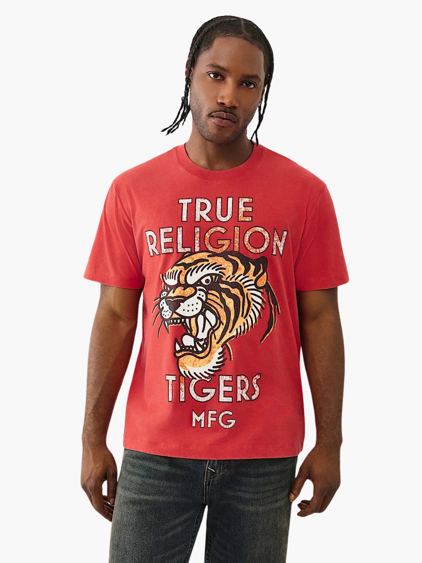 True Religion T-Shirt Mfg Tiger Vintage Trv Red