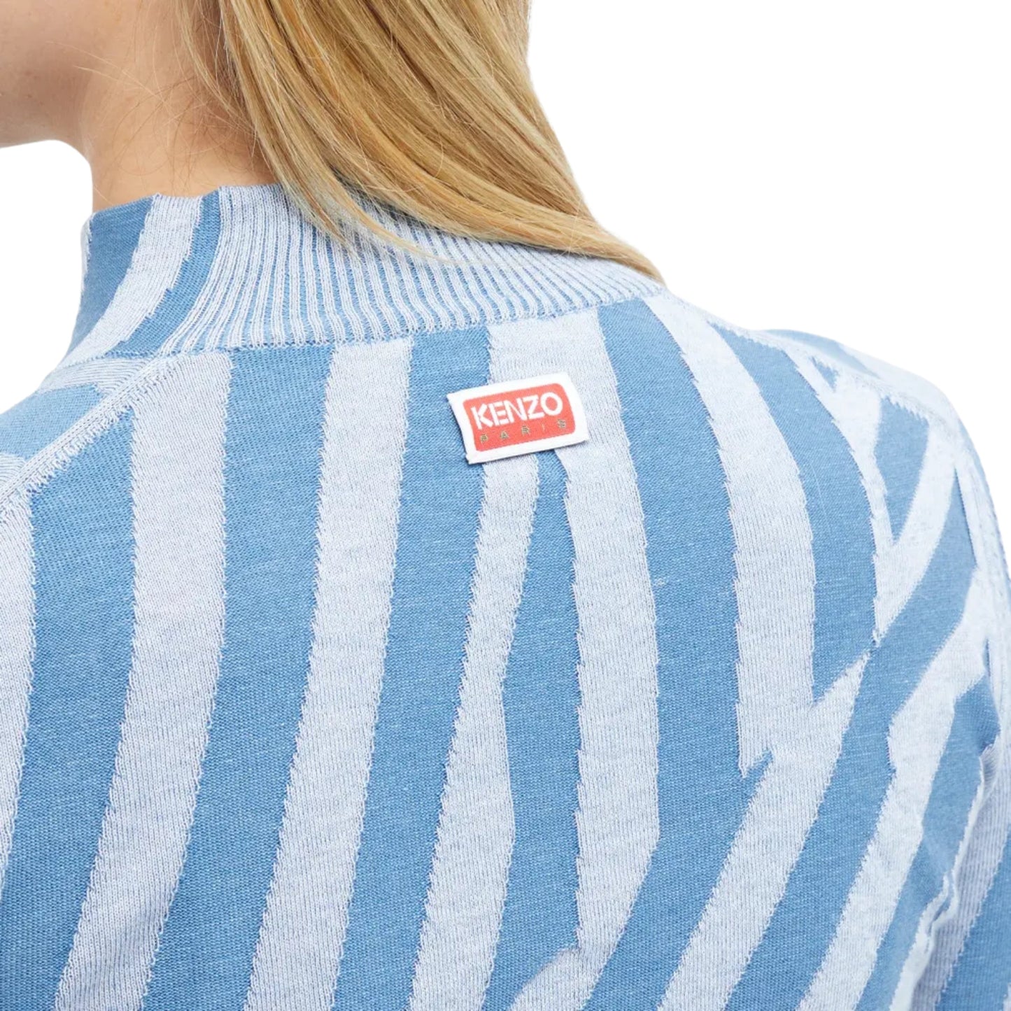 Kenzo Sweater Ladies Allover Stripes Cyan