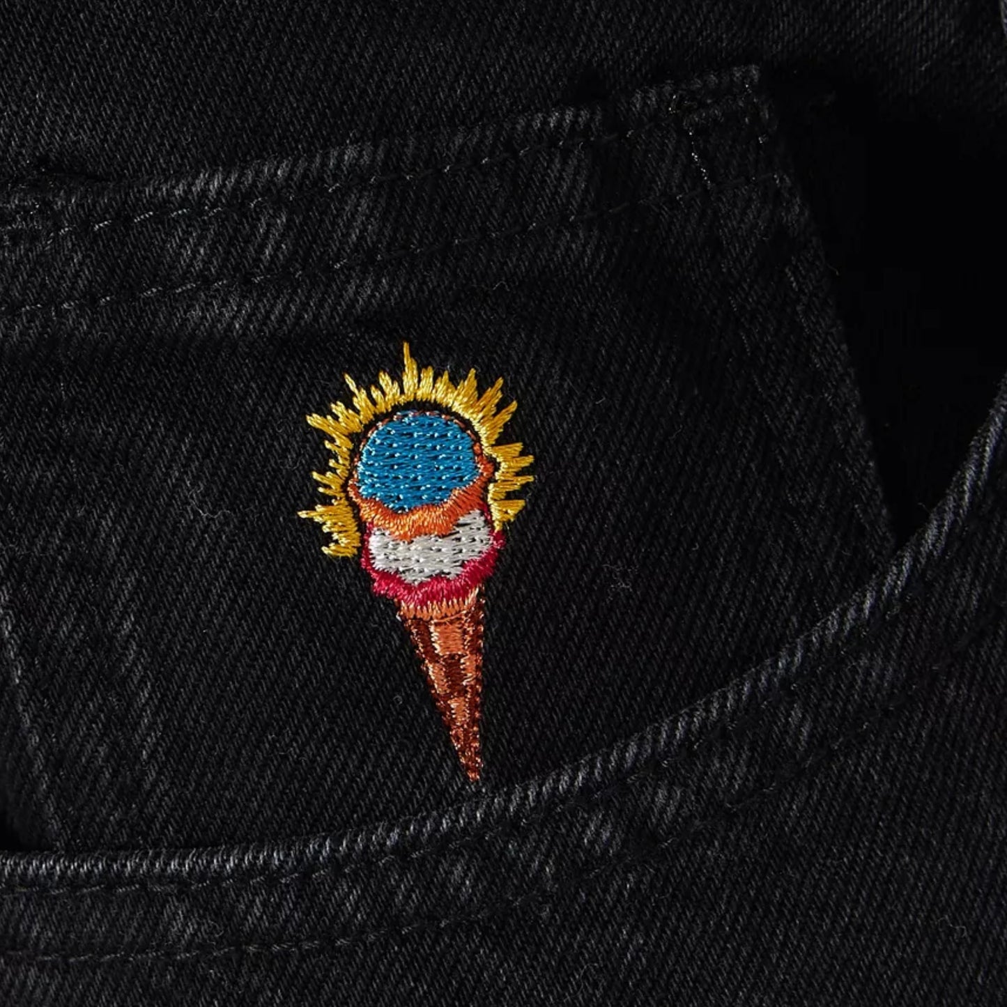 Icecream Running Dog Triple Scoop Denim Pants Black