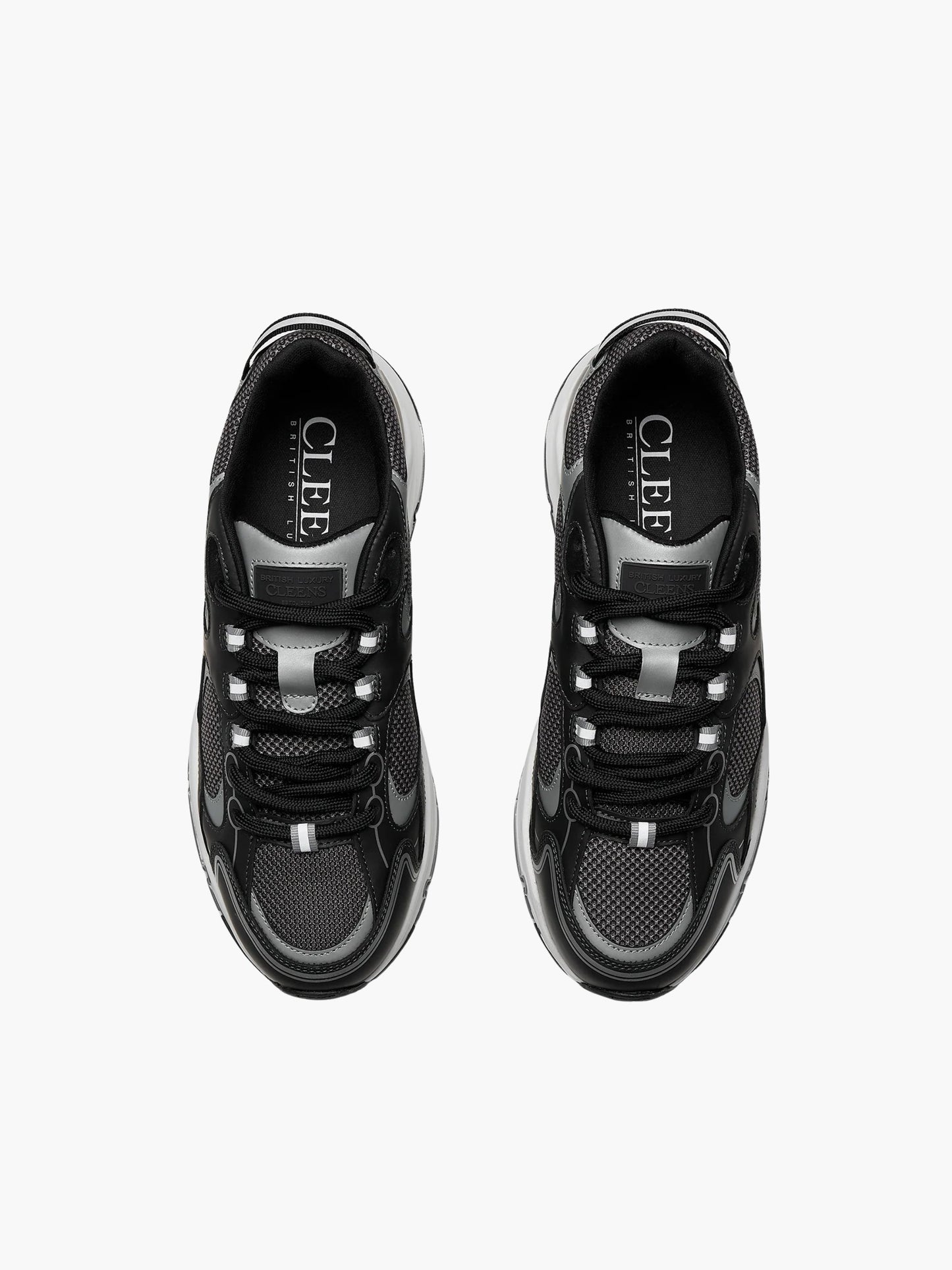 Cleens Sneakers C18 White Sole Plain Lace Up Black