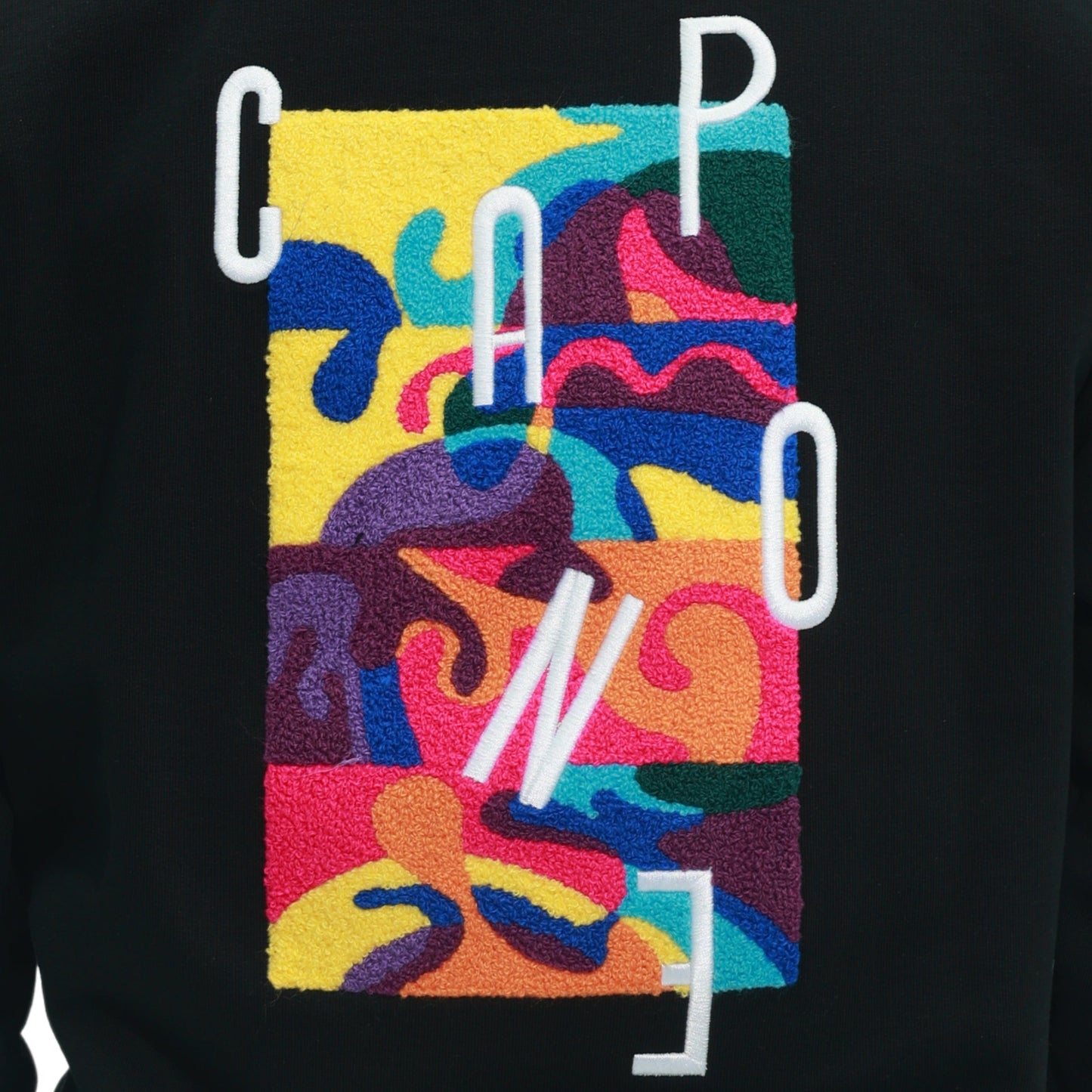 Capone Sweater Hooded Colourful Backprint Black