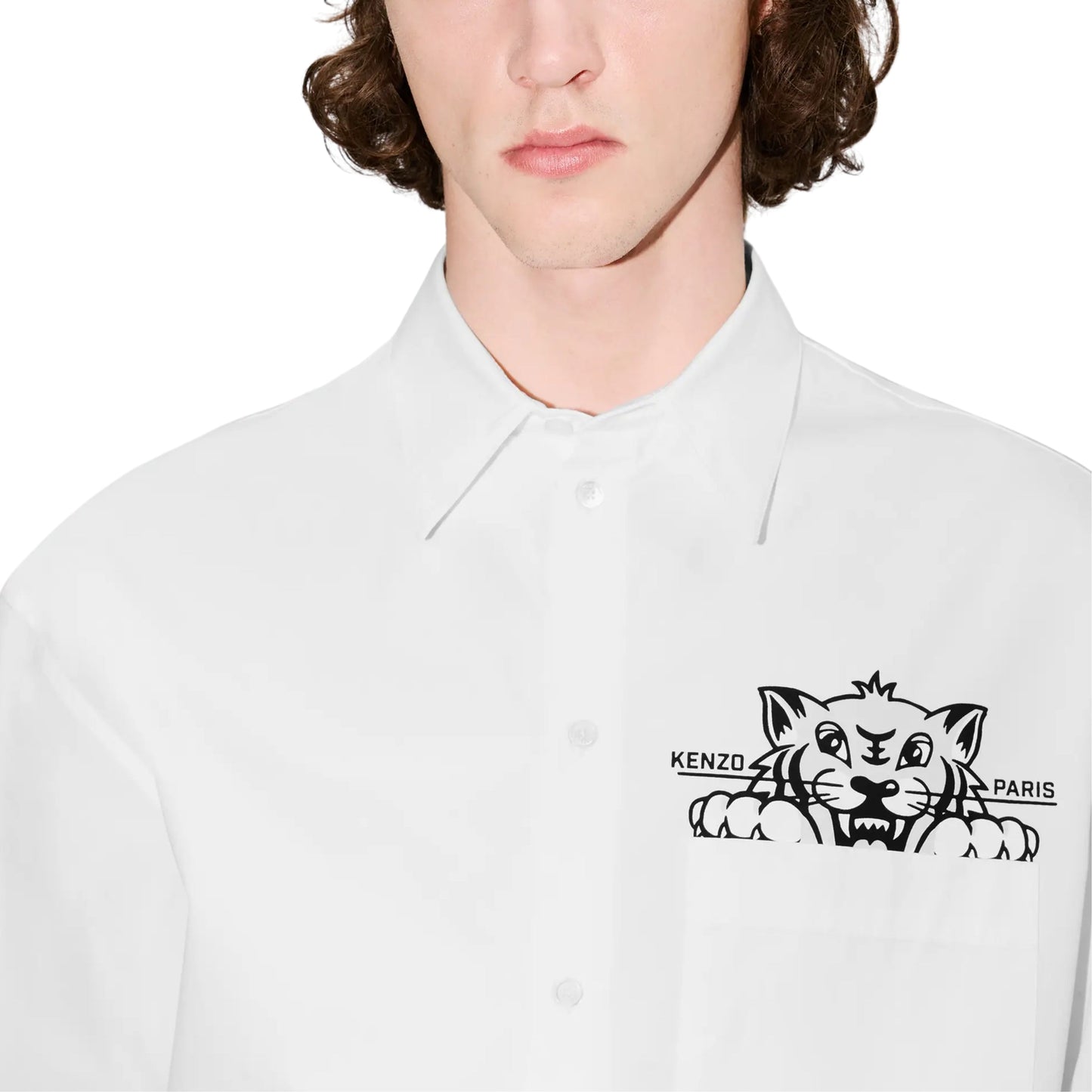Kenzo Shirt Tiger Logo Casual Ls White