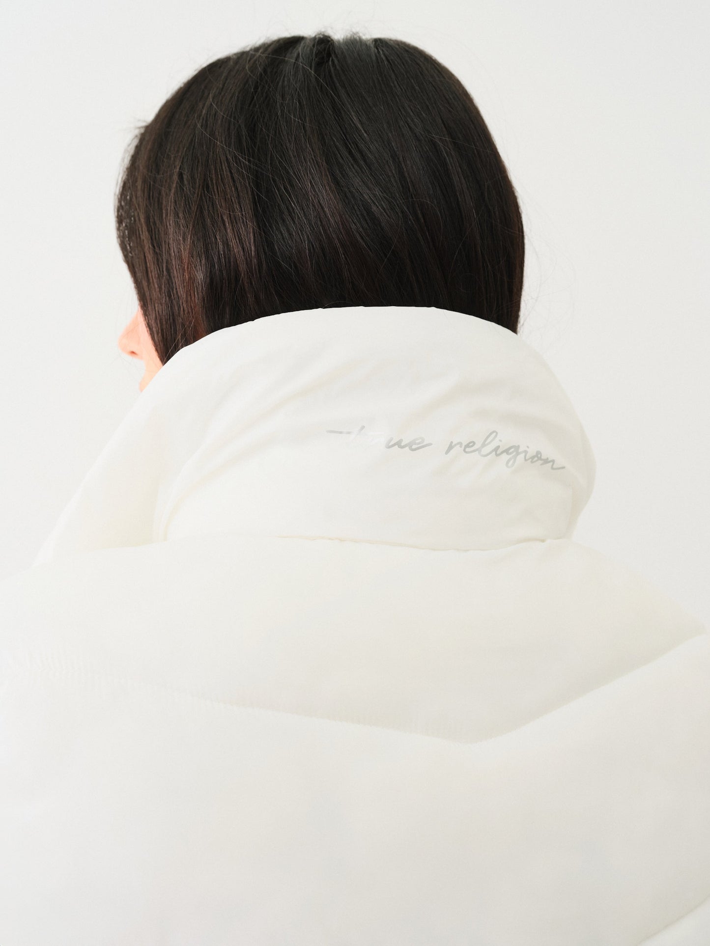 True Religion Double Collar Puffer Jacket Optic White