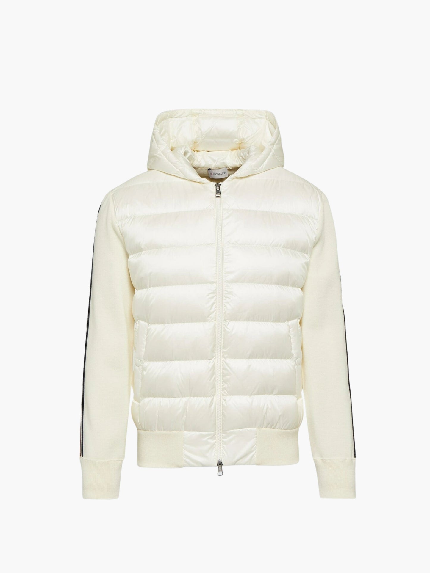 Moncler Jacket Cardigan Striped Logo Cream