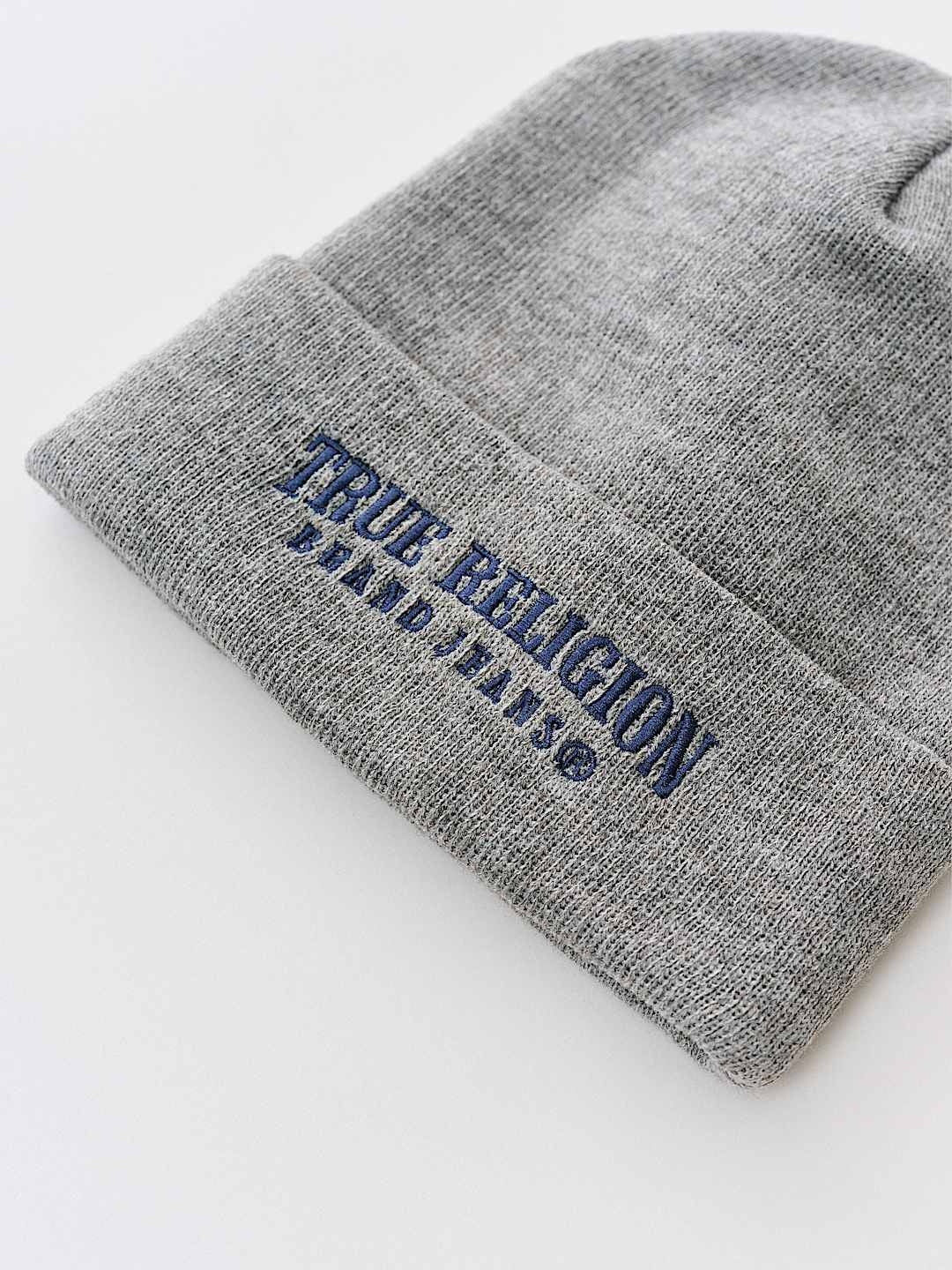 True Religion Arch Logo Beanie Heather Grey