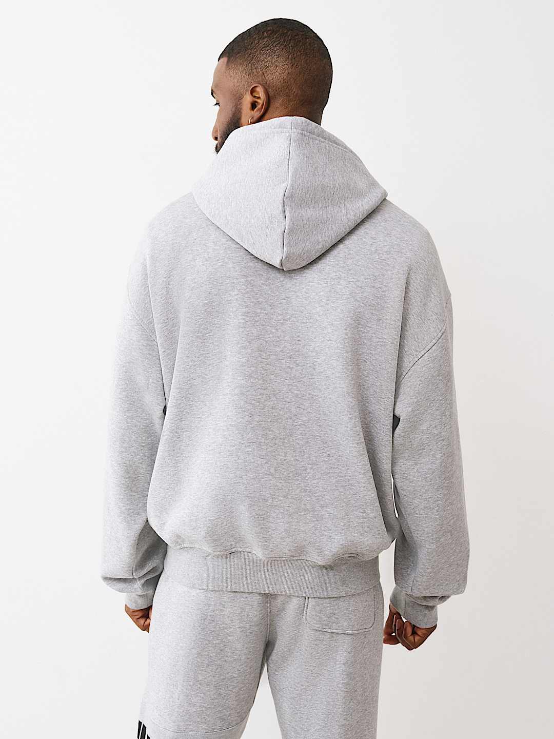 True Religion Hoodie Knit Panel Tr Cinched Heather Grey