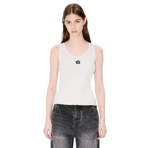Kenzo Rib Tank Top Bf 2.0 Embroidered White