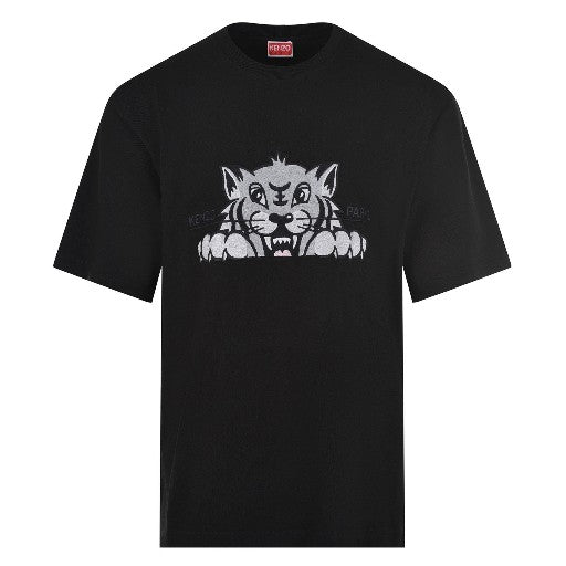 Kenzo T-Shirt Happy Tiger Oversized  Black