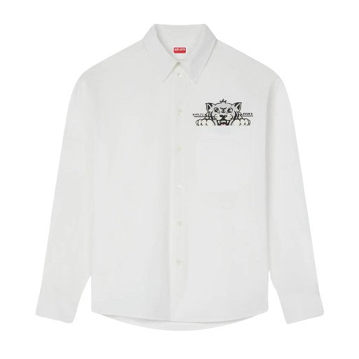 Kenzo Shirt Tiger Logo Casual Ls White