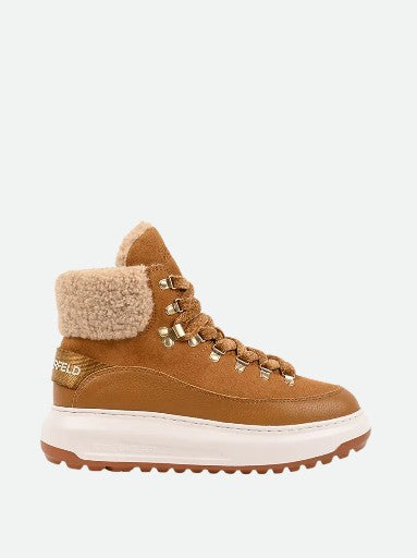 Karl Lagerfeld Boot Kll288 Lug Hiker Lace Mid Tan-Suede