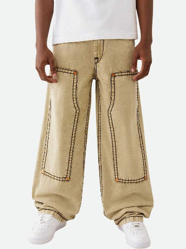 True Religion Baggy Pants Carpenter Super T Washed Canvas Travertine