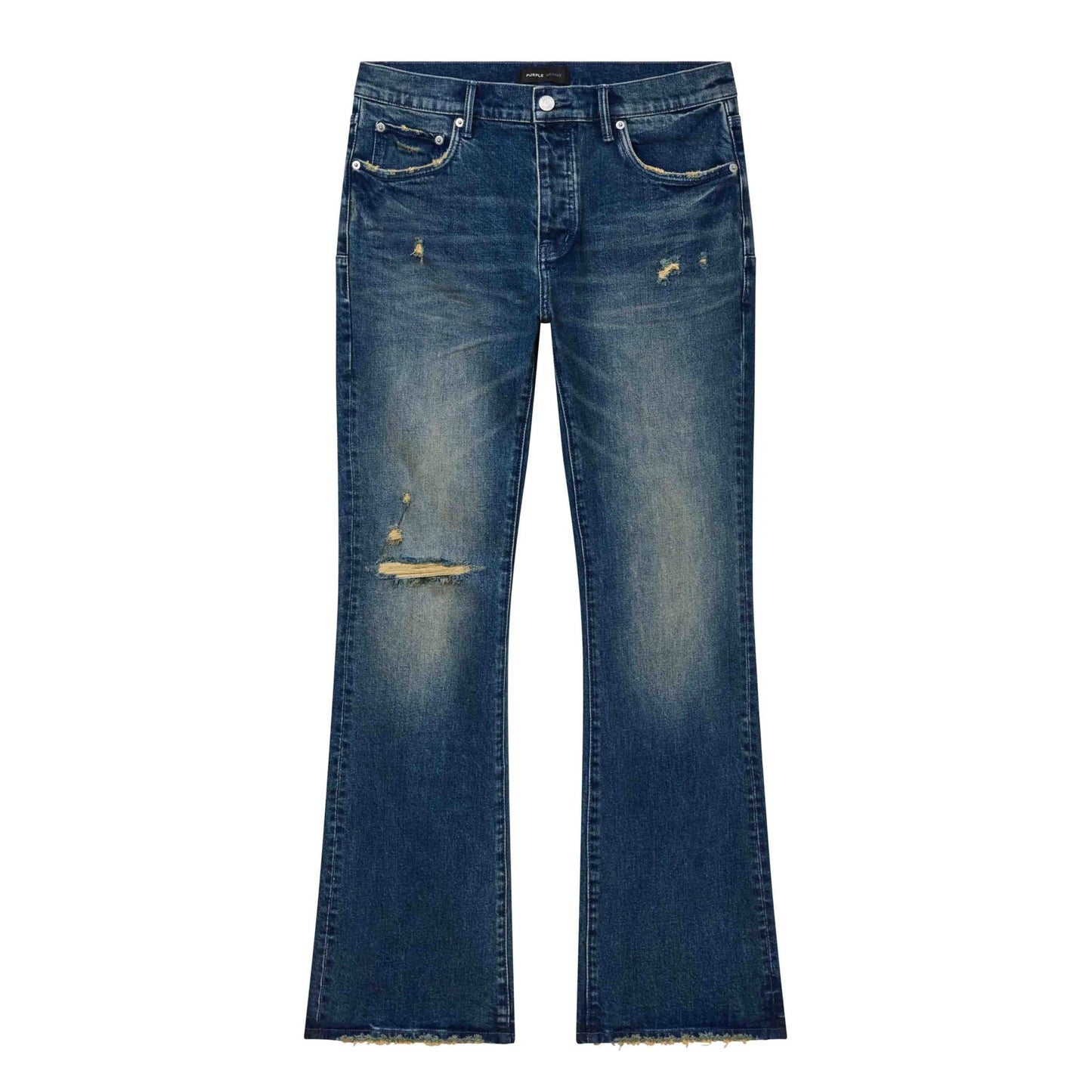 Purple Jean Alloy Distressed Flare Mid Indigo