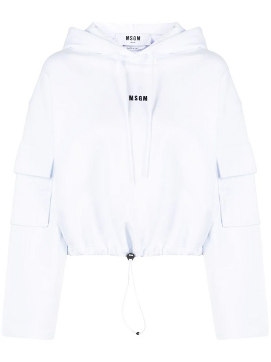 Msgm Hoodie Felpa Small Logo White