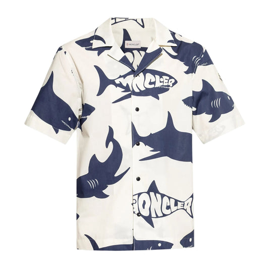 Moncler Shirt Shark Print White-Blue